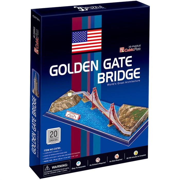 Cubic Fun 3D 20 Parça Puzzle Golden Gate Köprüsü