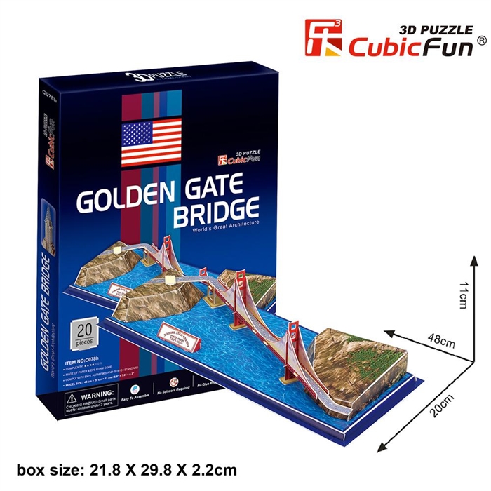 Cubic Fun 3D 20 Parça Puzzle Golden Gate Köprüsü