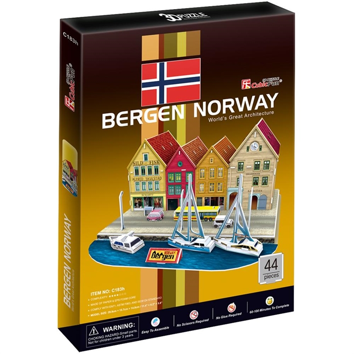 Cubic Fun 3D 44 Parça Puzzle Bergen İskelesi - Norveç