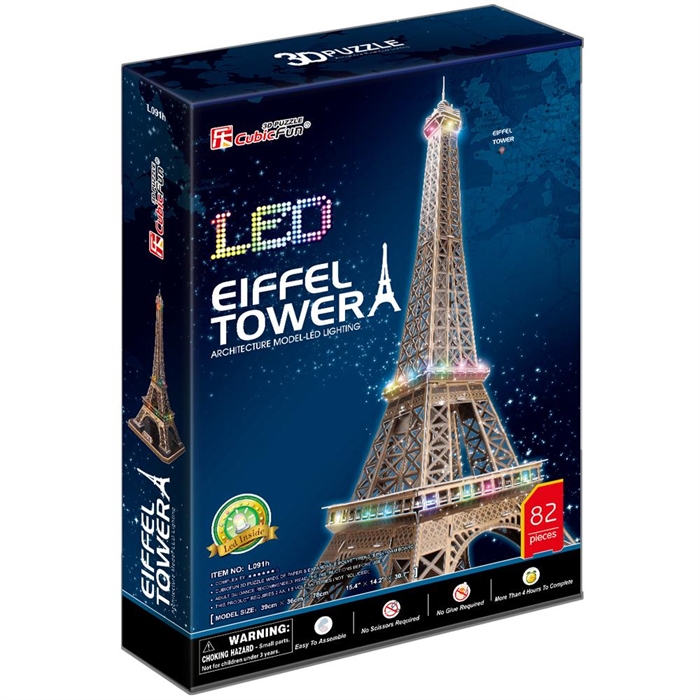 Cubic Fun 3D 82 Parça Puzzle Eiffel Kulesi - Fransa (Led Işıklı)