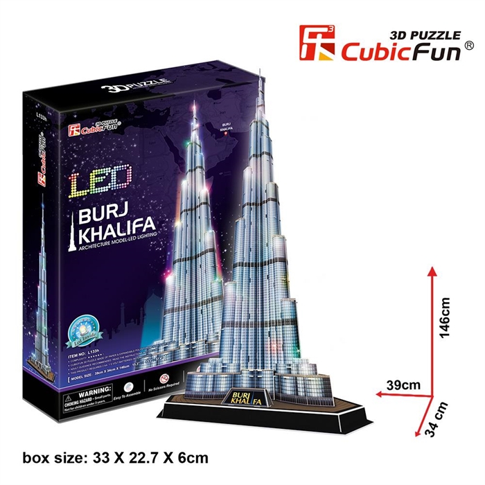 Cubic Fun 3D 136 Parça Led Puzzle Burç Halife Binası - Dubai (Led
