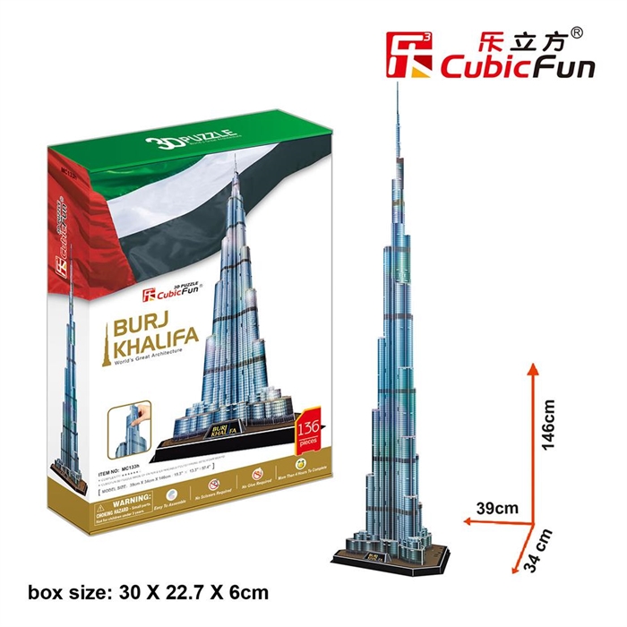 Cubic Fun 3D 136 Parça Puzzle Burç Halife Binası - Dubai