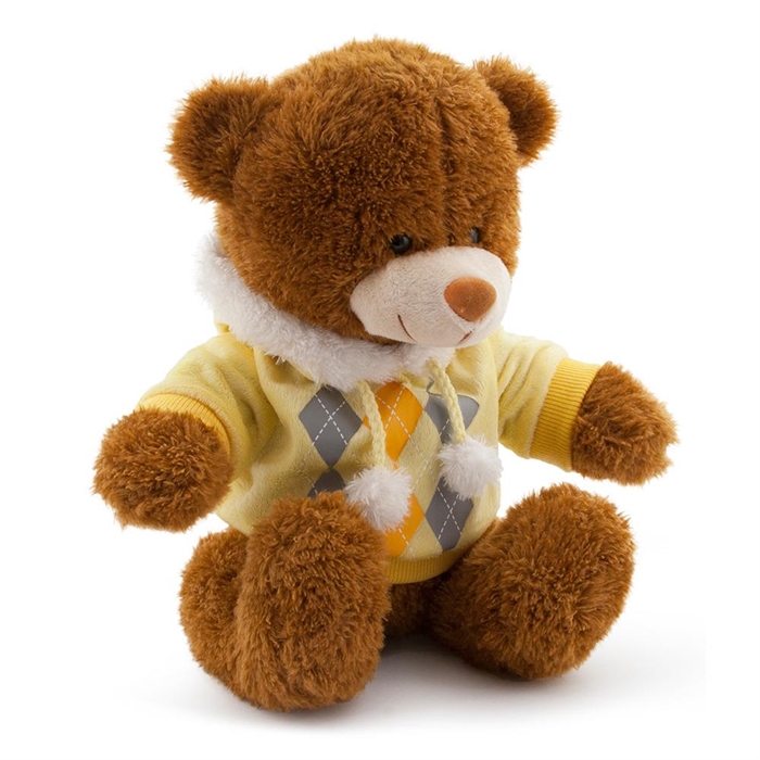Neco Plush Sarı Kapşonlu Oturan Teddy Ayı 28 cm