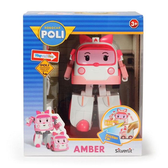 Robocar Poli Işıklı Transformers Robot Figür Amber