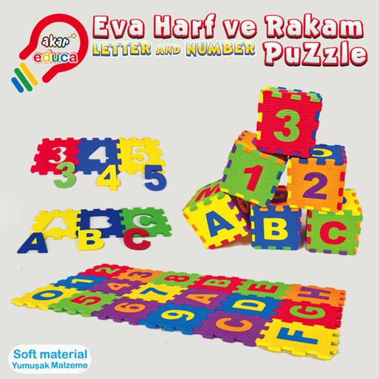 Akar Oyuncak 12 Cm 36 Parça Eva Harf Rakam Puzzle