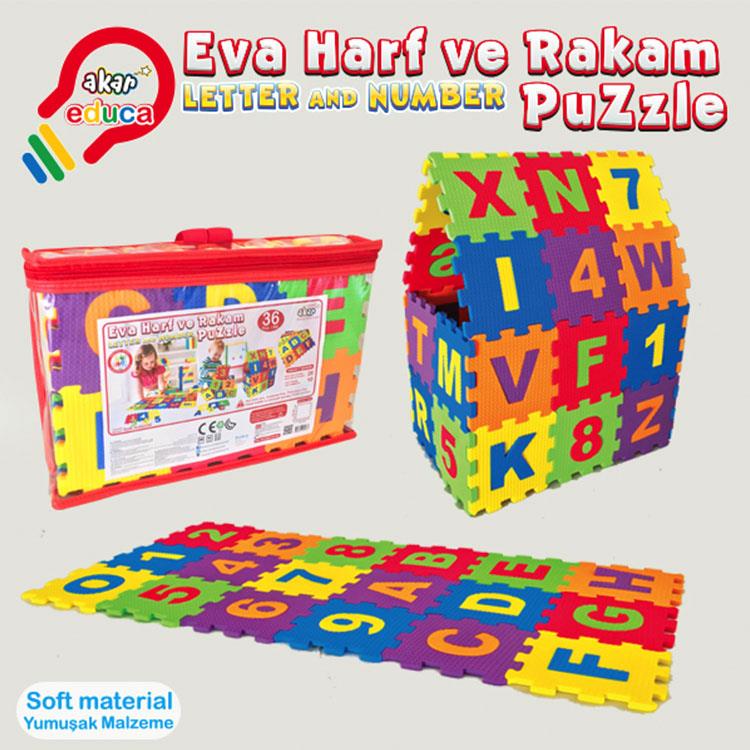 Akar Oyuncak 12 Cm 36 Parça Eva Harf Rakam Puzzle