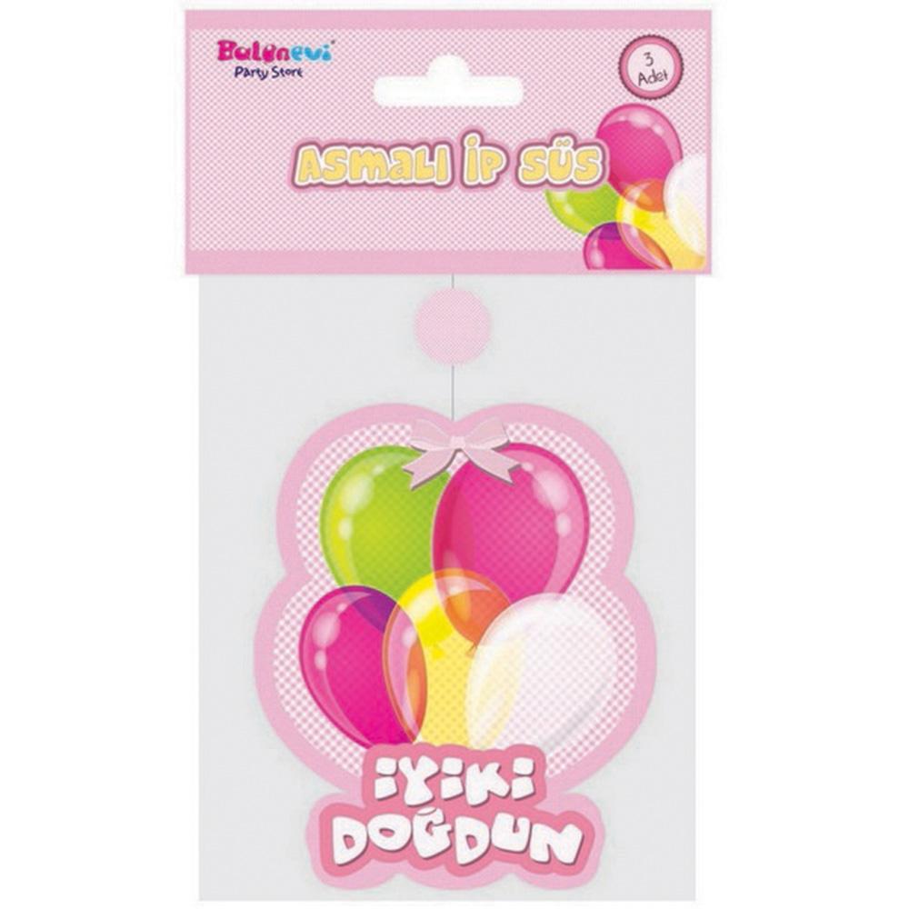 İyi Ki Doğdun Asmalı İp Süs Pembe