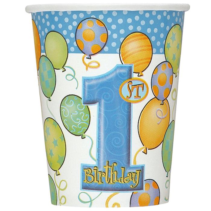 Birinci Yaş Günü Partisi Mavi Bardak 8 Adet
