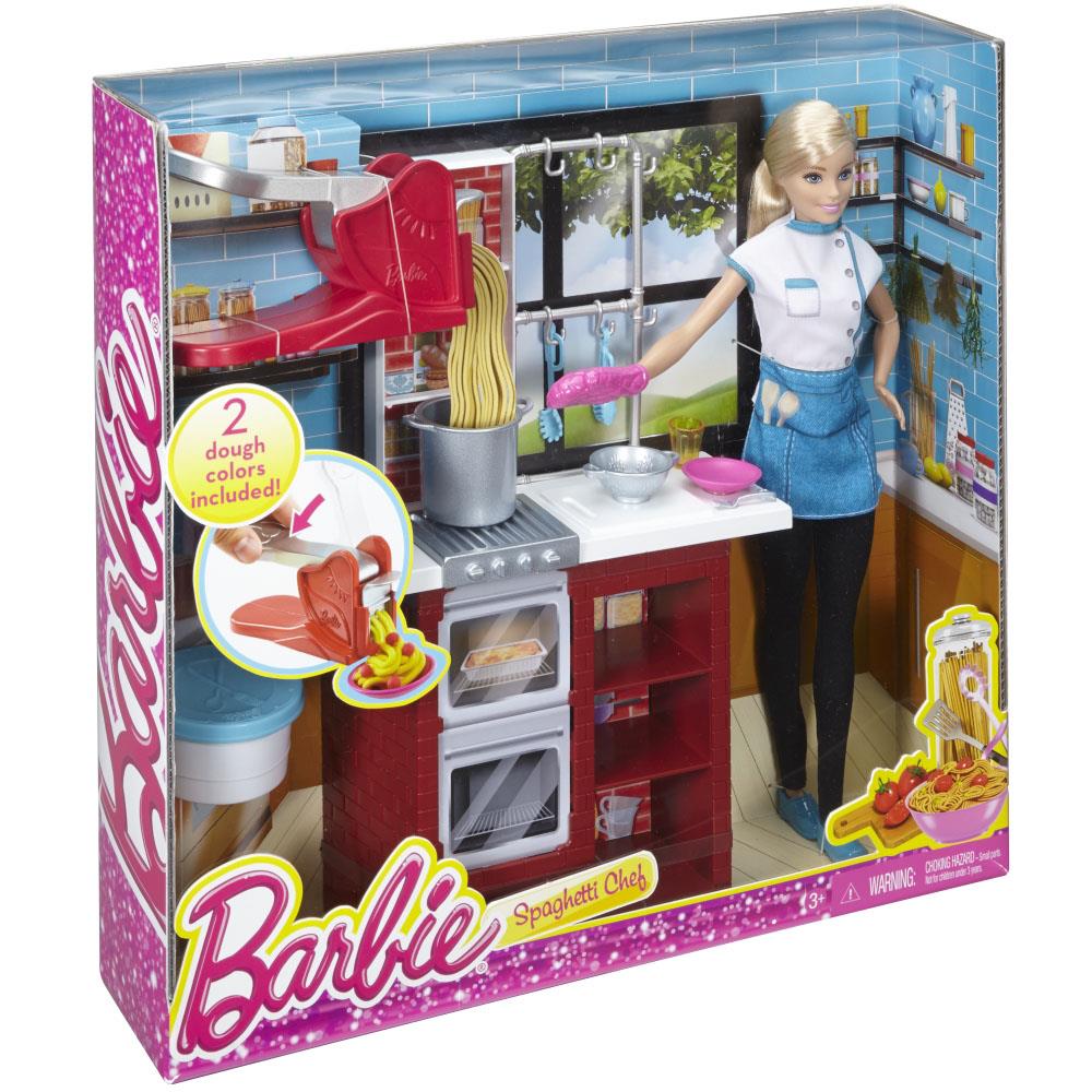 Barbie Makarna Şefi ve Mutfak Oyun Seti DMC36