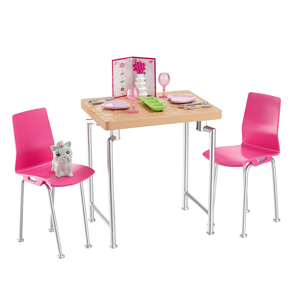 Barbie Ev İçi Dekorasyon Yemek Masası Oyun Seti DVX45