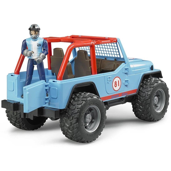 Bruder Jeep Cross Safari Aracı Kasklı Pilotu Mavi