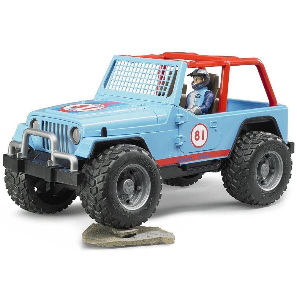 Bruder Jeep Cross Safari Aracı Kasklı Pilotu Mavi