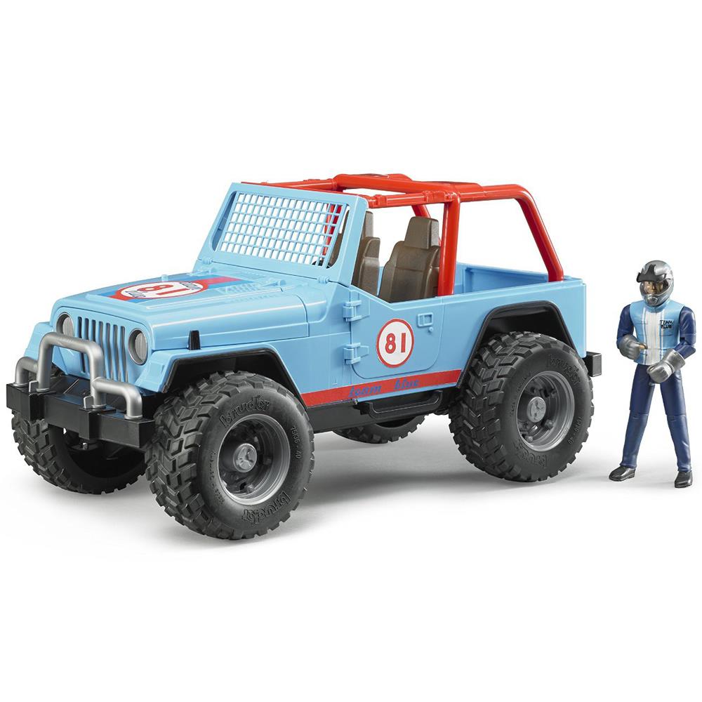Bruder Jeep Cross Safari Aracı Kasklı Pilotu Mavi