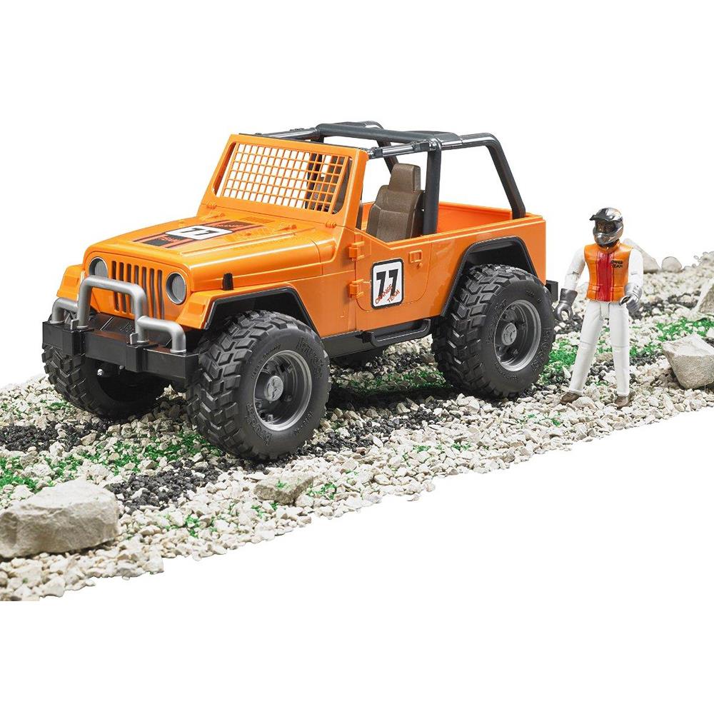 Bruder Jeep Cross Safari Aracı Kasklı Pilotu Turuncu