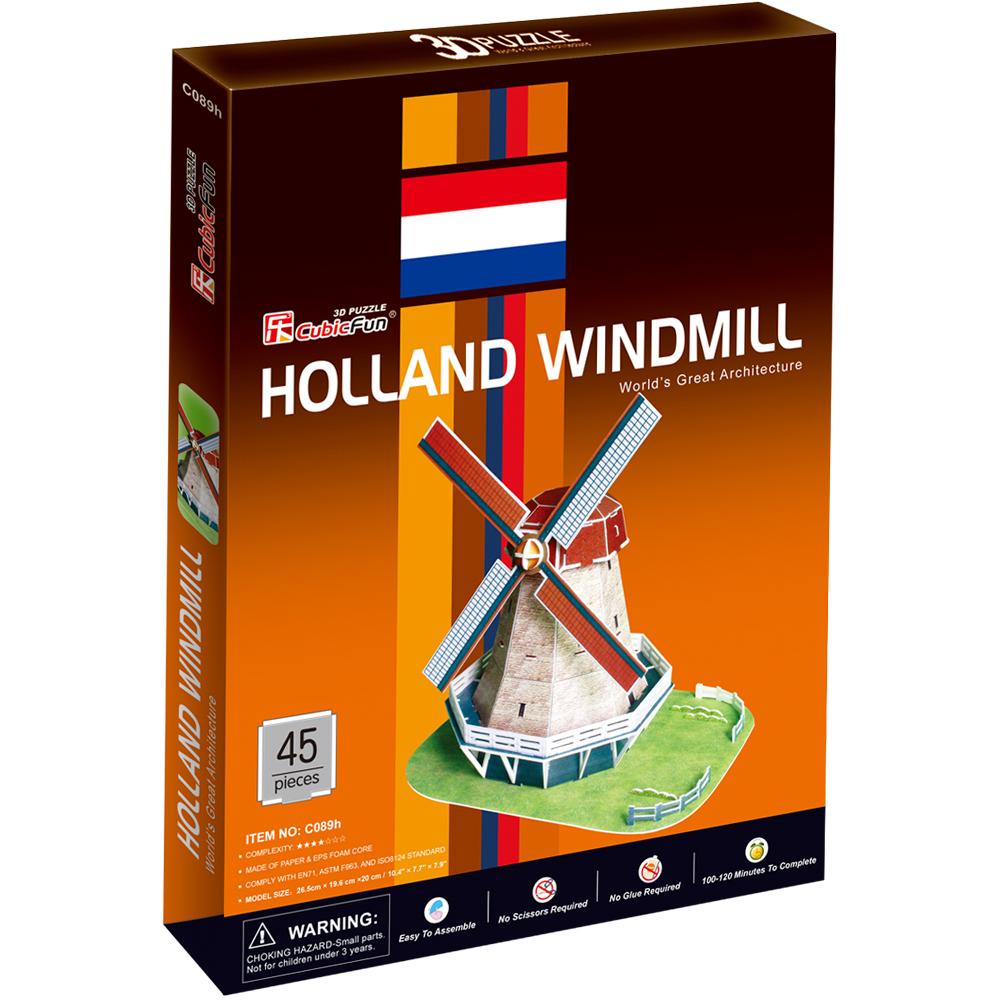 Cubic Fun 3D 45 Parça Puzzle Hollanda Değirmenleri