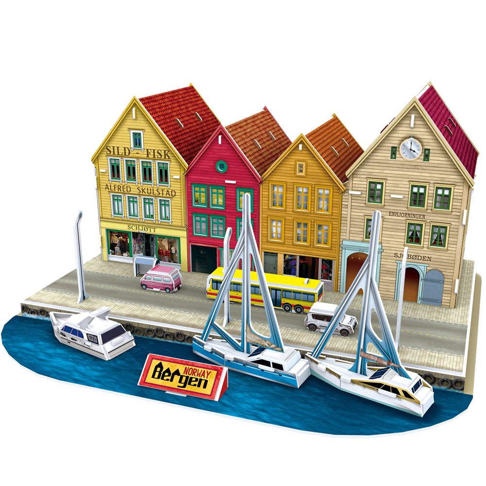 Cubic Fun 3D 44 Parça Puzzle Bergen İskelesi - Norveç