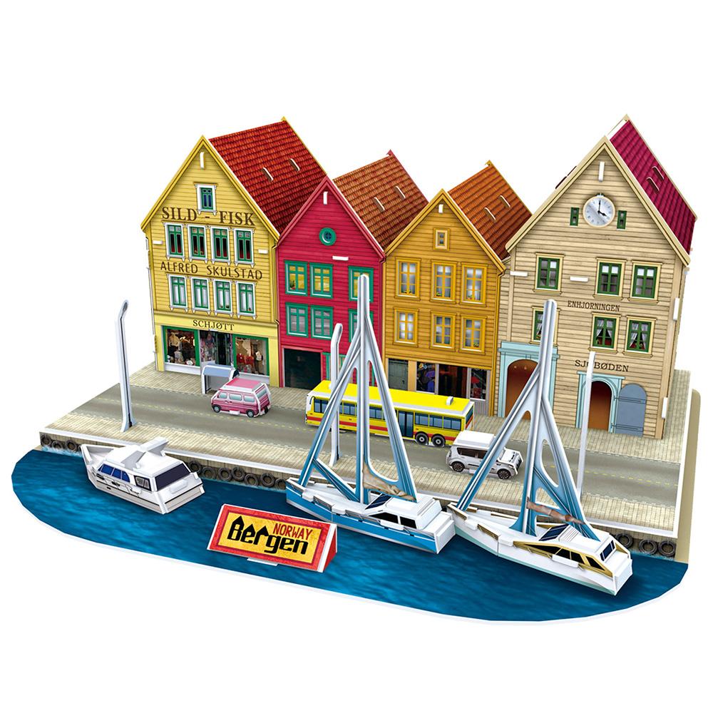 Cubic Fun 3D 44 Parça Puzzle Bergen İskelesi - Norveç
