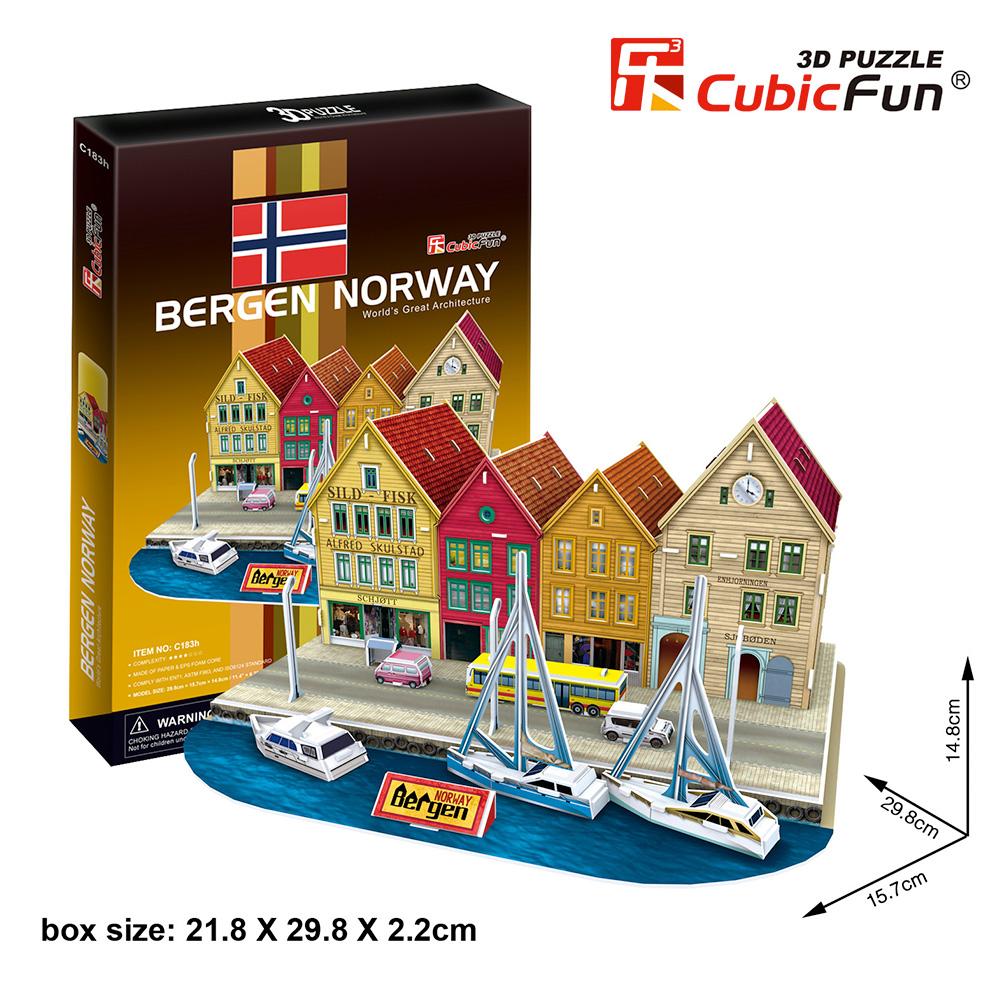 Cubic Fun 3D 44 Parça Puzzle Bergen İskelesi - Norveç