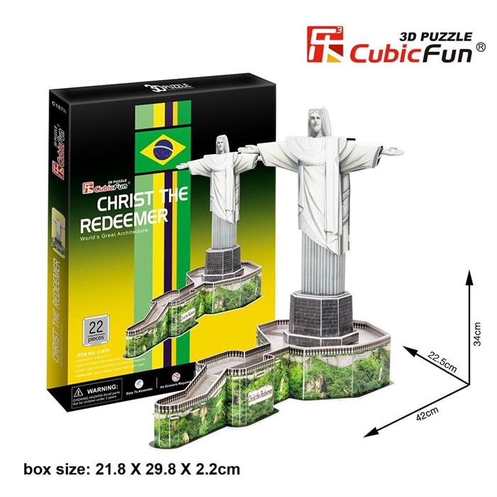 Cubic Fun 3D 22 Parça Puzzle Kurtarıcı  İsa Heykeli - Brezilya