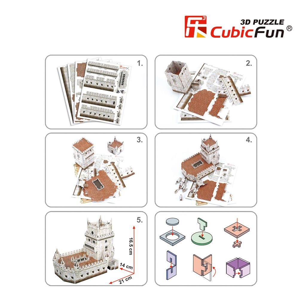 Cubic Fun 3D 46 Parça Puzzle Belem Kulesi - Portekiz