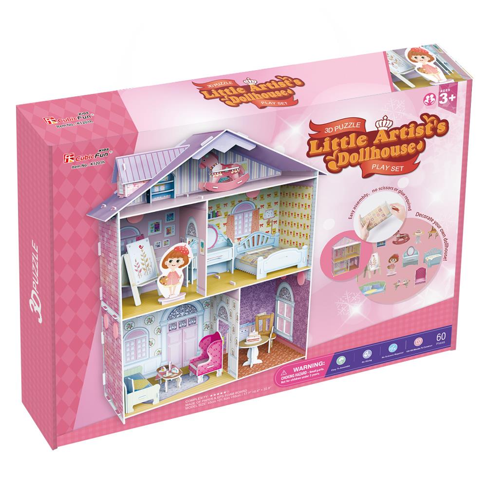 Cubic Fun 3D 60 Parça Çocuk Puzzle Küçük Artistin Evi