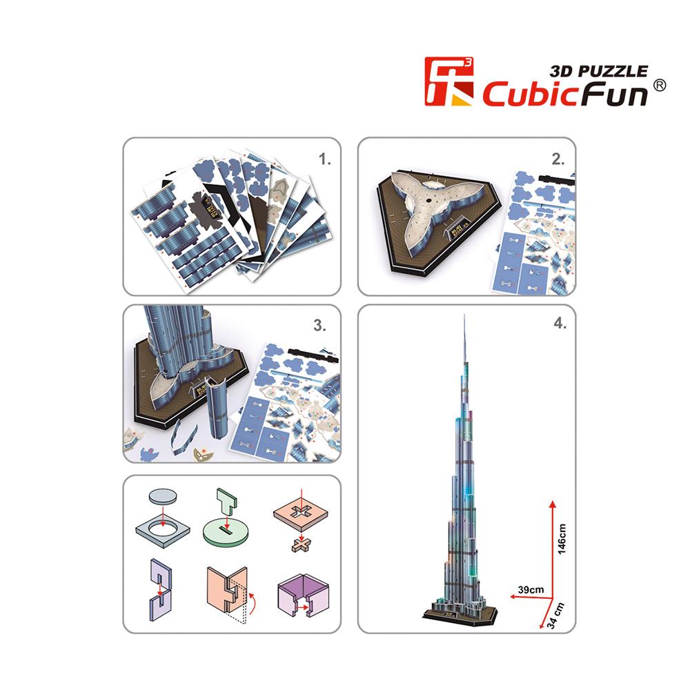 Cubic Fun 3D 136 Parça Led Puzzle Burç Halife Binası - Dubai (Led
