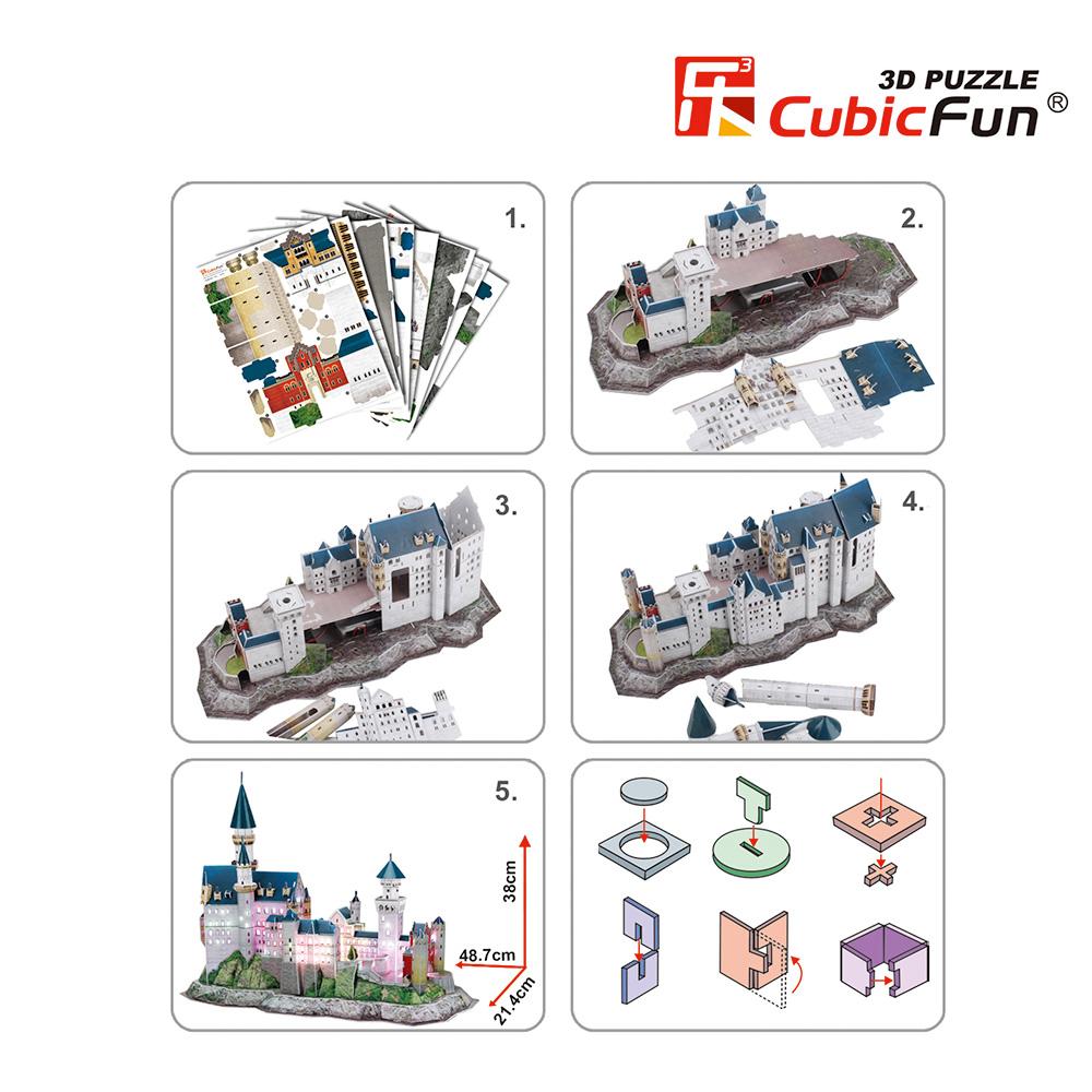 Cubic Fun 3D 128 Parça Puzzle Neuschwanstein Kalesi - Almanya (Le