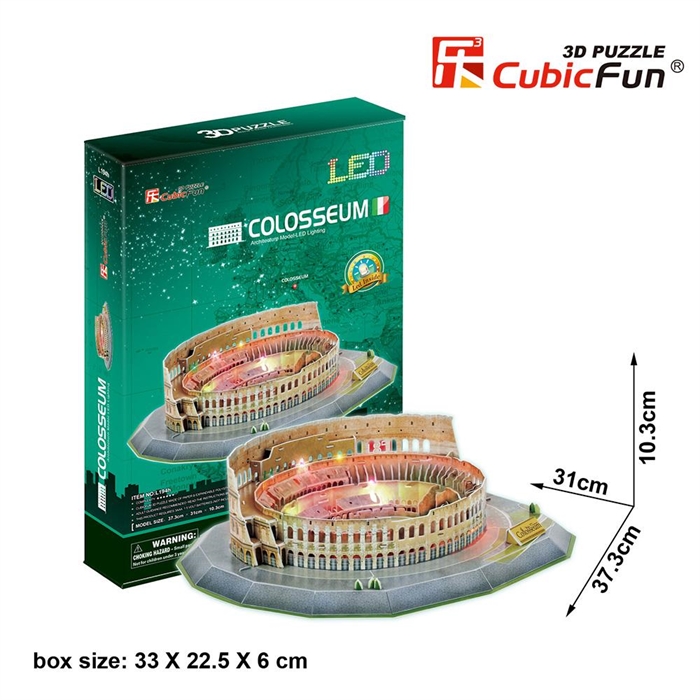 Cubic Fun 3D 185 Parça Puzzle Colosseum Arena - İtalya (Led Işıkl