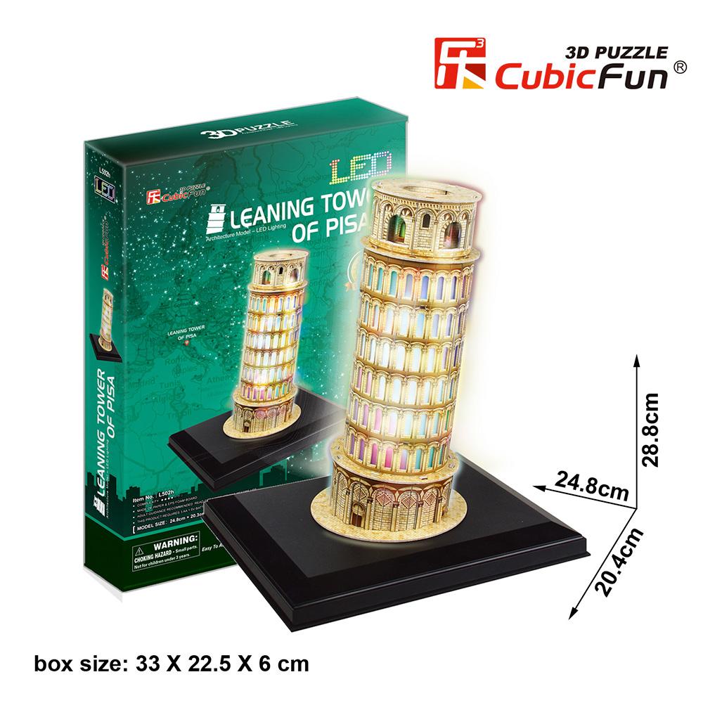 Cubic Fun 3D 15 Parça Led Puzzle Pisa Kulesi - İtalya (Led Işıklı
