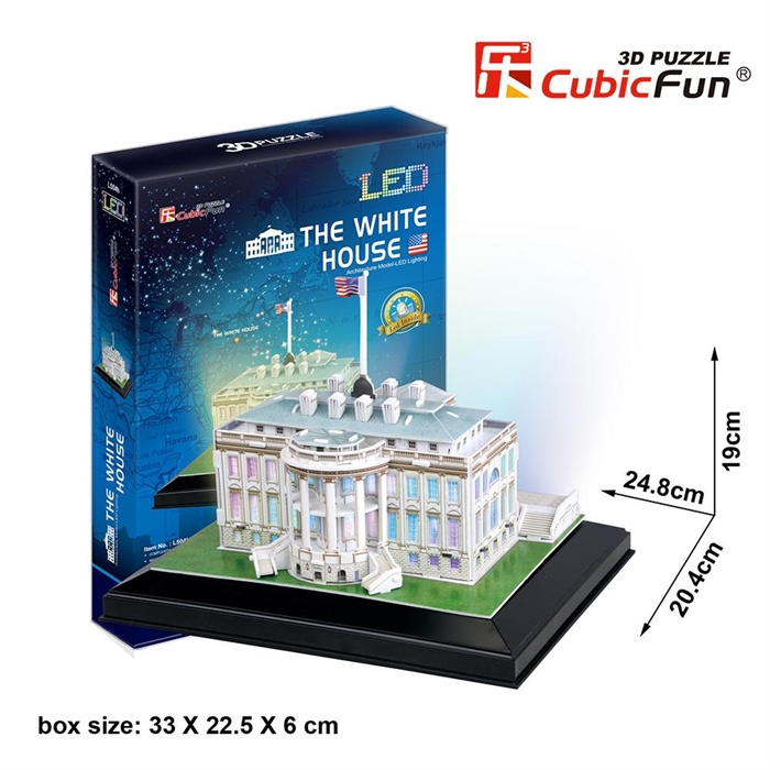 Cubic Fun 3D 56 Parça Led Puzzle Beyaz Saray - ABD  (Led Işıklı)
