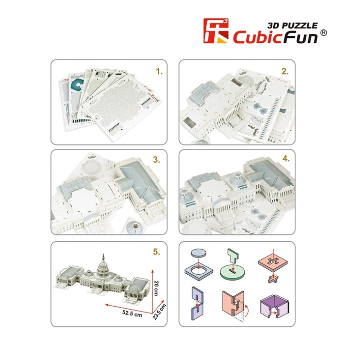 Cubic Fun 3D 132 Parça Puzzle Capitol Hill Kongre Binası - ABD