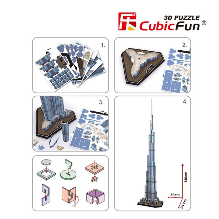 Cubic Fun 3D 136 Parça Puzzle Burç Halife Binası - Dubai