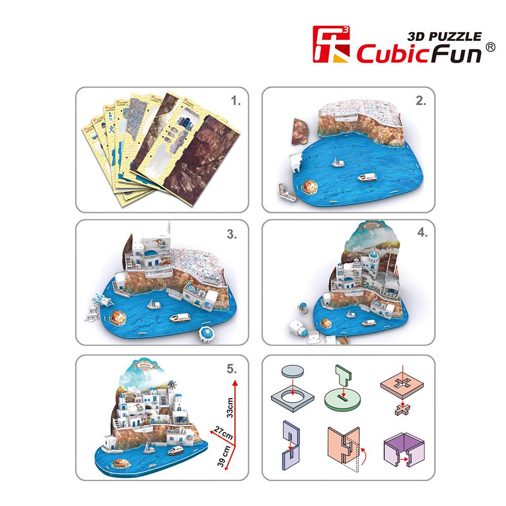 Cubic Fun 3D 129 Parça Puzzle Santorini Island