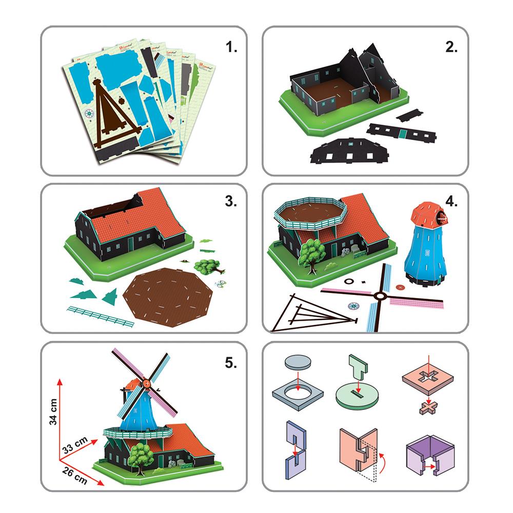 Cubic Fun 3D Puzzle 71 Parça Yel Değirmeni - Hollanda