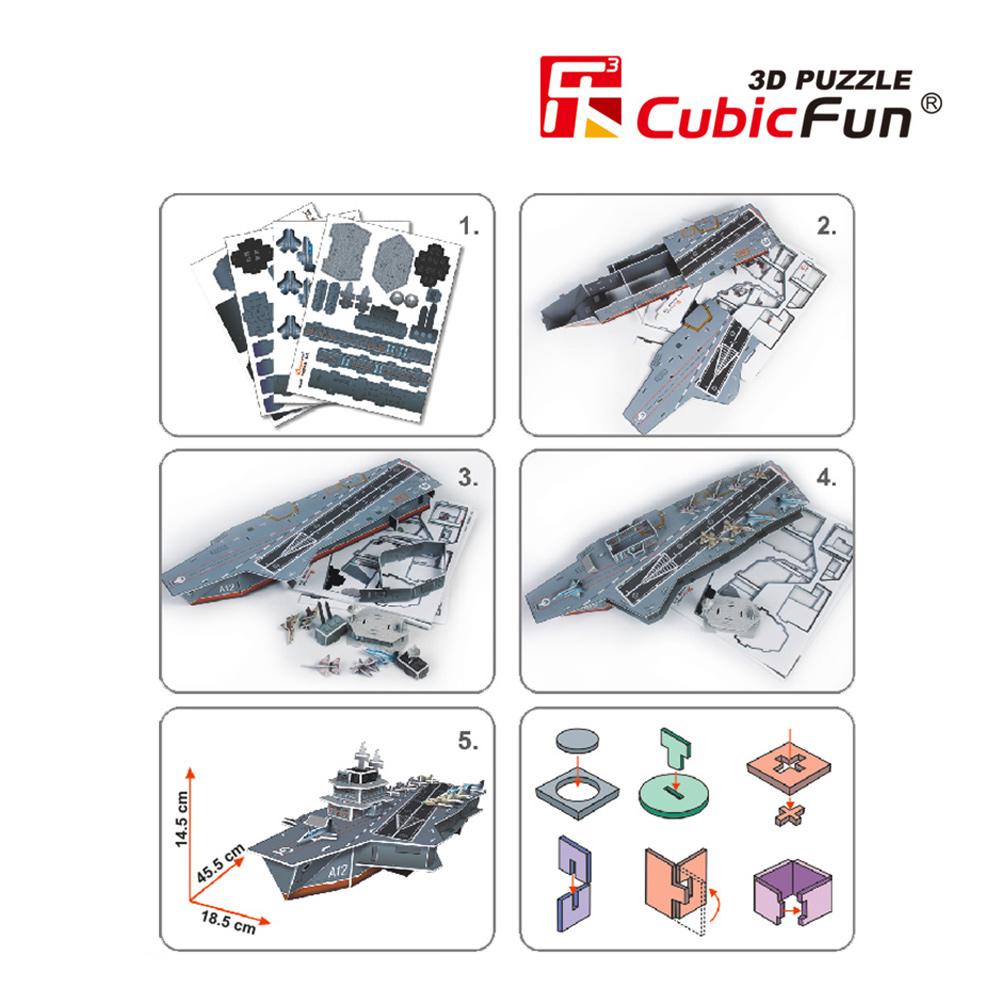 Cubic Fun 3D 60 Parça Puzzle Charles De Gaulle Uçak Gemisi