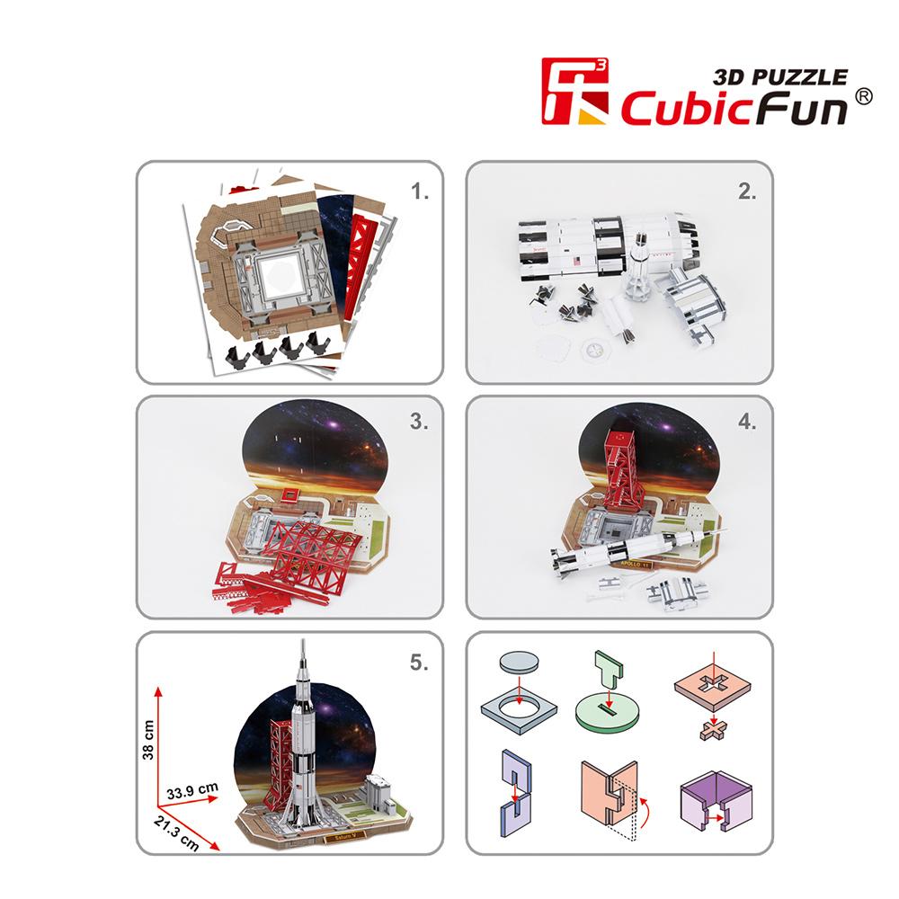 Cubic Fun 3D 68 Parça Puzzle Saturn V Rocket