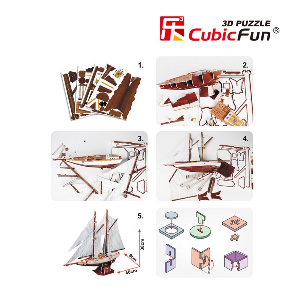 Cubic Fun 3D 81 Parça Puzzle Two-Masted Schooner Yelkenlisi