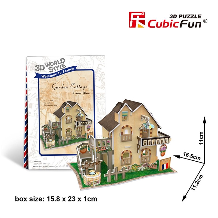 Cubic Fun 3D 36 Parça Puzzle Fransız Garden Kulübesi