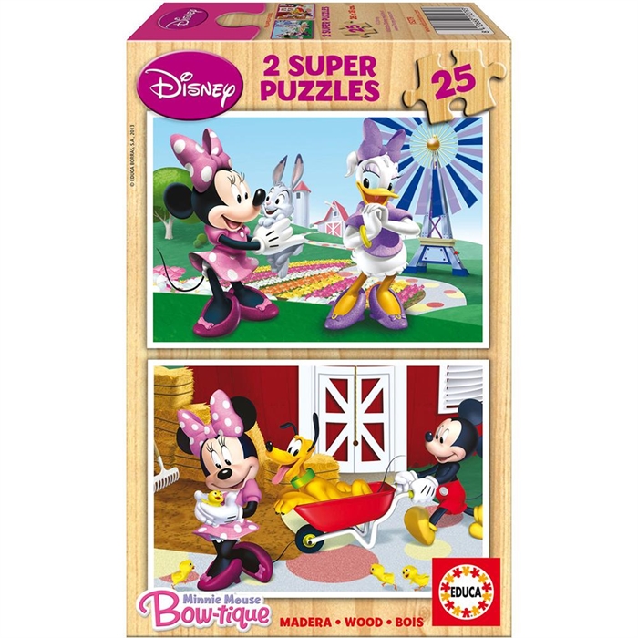 Educa Çocuk Puzzle Ahşap 2 X 25 Minnie | Locopoco Oyuncak