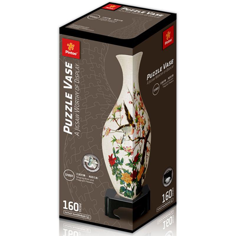 Pintoo Puzzle 3D Vazo Çiçekler ve Şakırdayan Kuşla