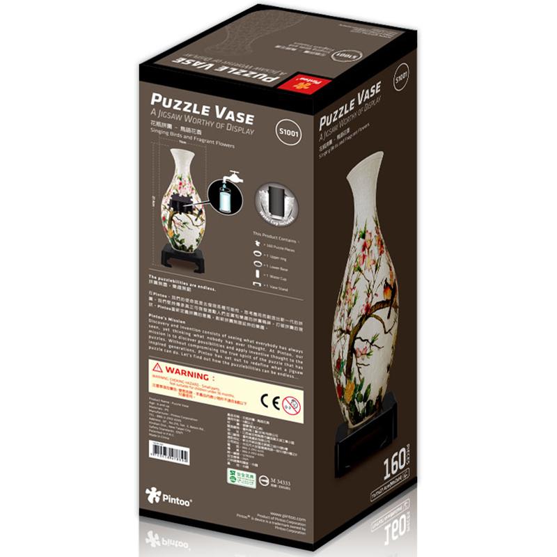 Pintoo Puzzle 3D Vazo Çiçekler ve Şakırdayan Kuşla
