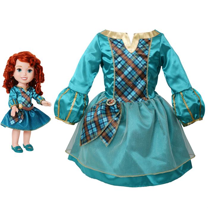 Disney Prenses Merida Kostümlü Ve Bebek Seti 2-4 Yaş