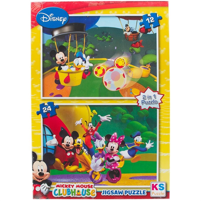 KS 2 İn 1 Çocuk Puzzle Mickey Mouse Loco Poco Oyuncak