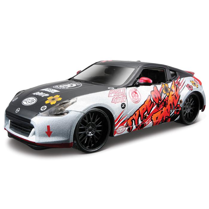 Maisto 2009 Nissan 370Z 1:24 Model Araba Custom Shop Siyah Gri