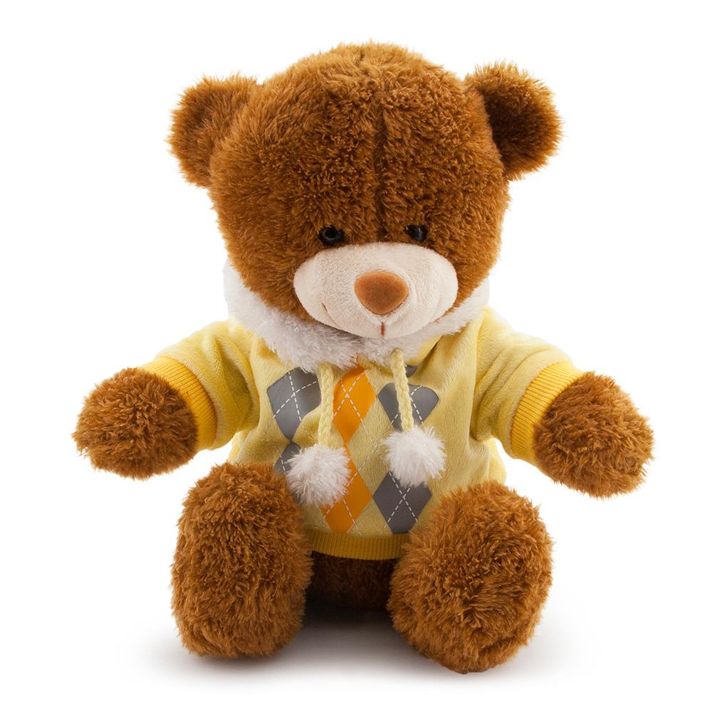 Neco Plush Sarı Kapşonlu Oturan Teddy Ayı 28 cm