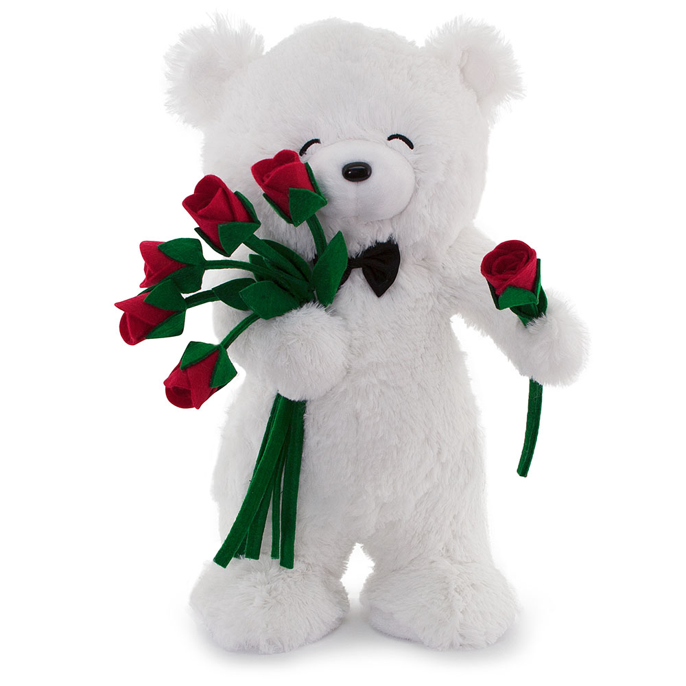 Neco Plush Fluffy Popyonlu Ve Güllü Ayı 55 Cm