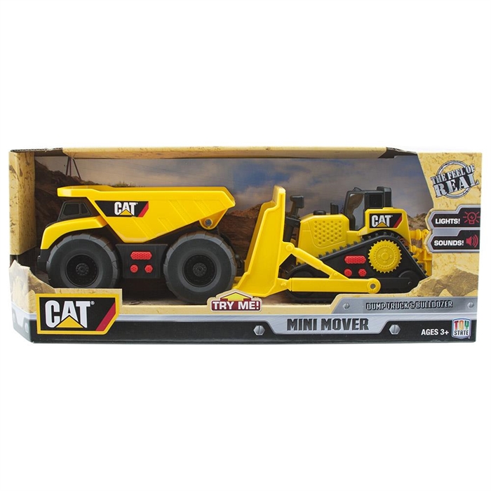 Cat Dump Truck İş Makinesi Bulldozer Mini Sesli ve Işıklı Araç Se
