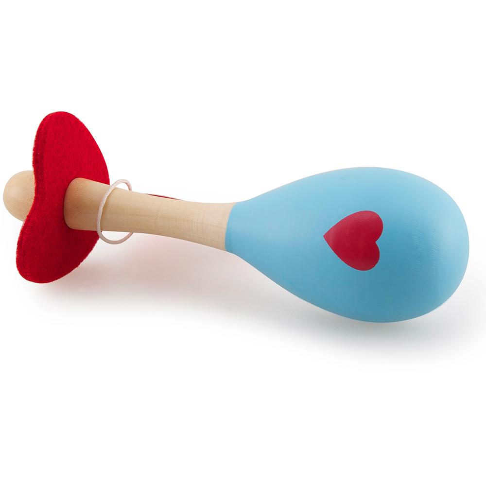 Desenli Ahşap Maracas Mavi