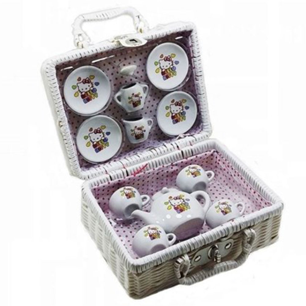 Hello Kitty Porselen Çay Seti 13 Parça Beyaz Çantalı