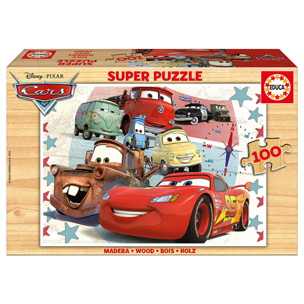 Educa Ahşap Çocuk Puzzle 100 Cars
